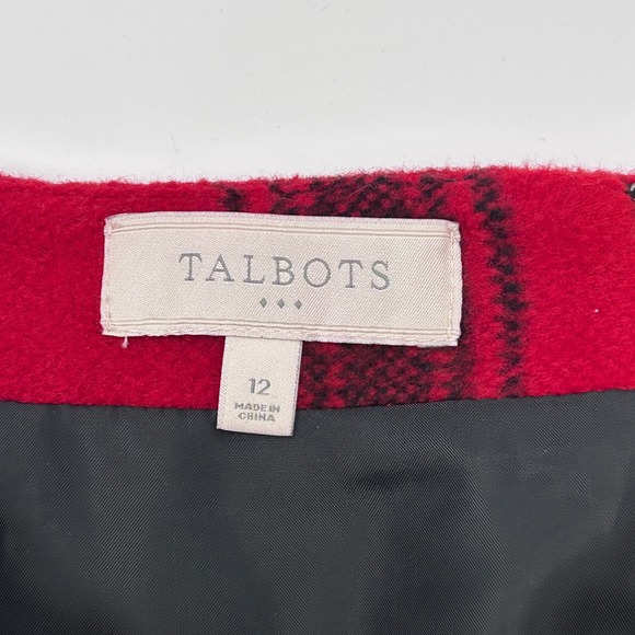 Talbots Red Plaid Pencil Skirt Size 12 Wool Blend Preppy Tartan Winter - Picture 5 of 9